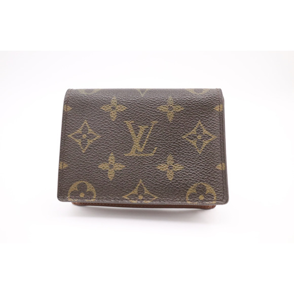 Louis Vuitton Authentic Monogram Bi-fold Card Wallet Pouch Leather Canvas Brown - Picture 1 of 12